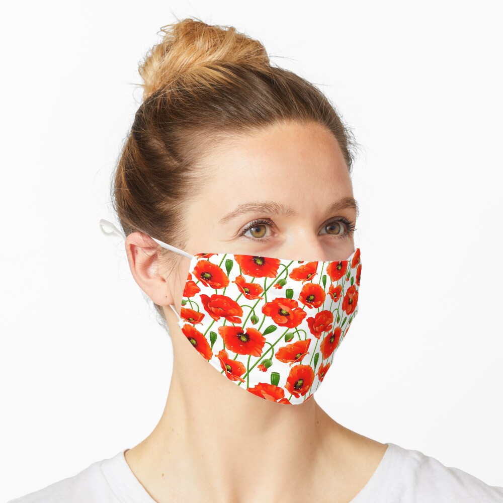 Beautiful Red Poppy Flowers Mask
