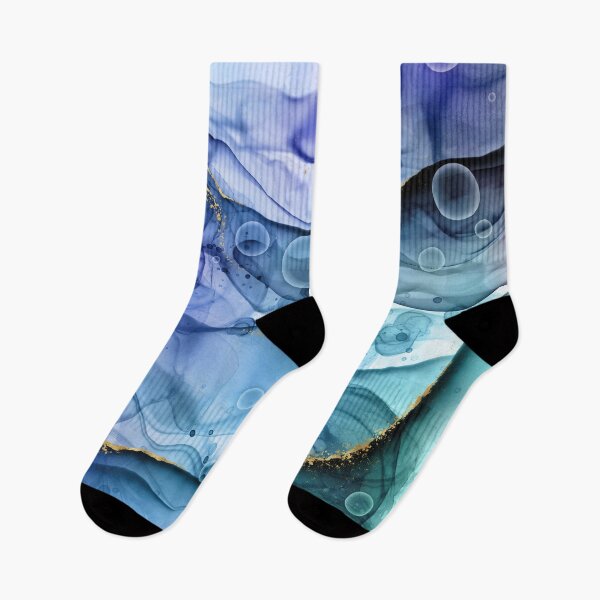 Item preview, Mermaid Ink Splashes in Blue with Gold Detail designed and sold by WisdomInspired.
