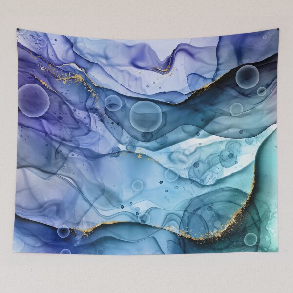 Item preview, Mermaid Ink Splashes in Blue with Gold Detail designed and sold by WisdomInspired.