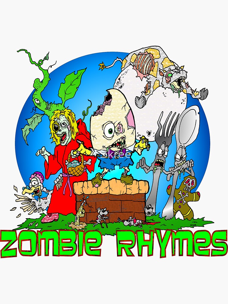"Zombie Nursery Rhymes" Sticker by Skree Redbubble