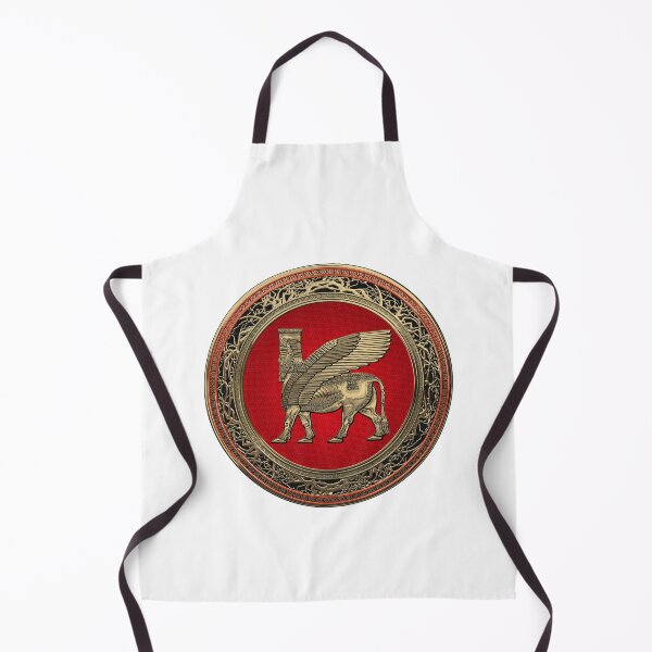 Item preview, Assyrian Winged Bull - Gold Lamassu over White Leather designed and sold by Serge Averbukh Art Studio.