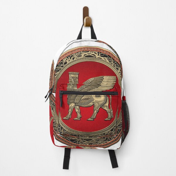 Item preview, Assyrian Winged Bull - Gold Lamassu over White Leather designed and sold by Serge Averbukh Art Studio.