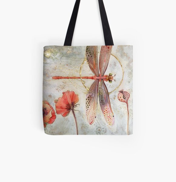 Red Jewel Damselfly All Over Print Tote Bag