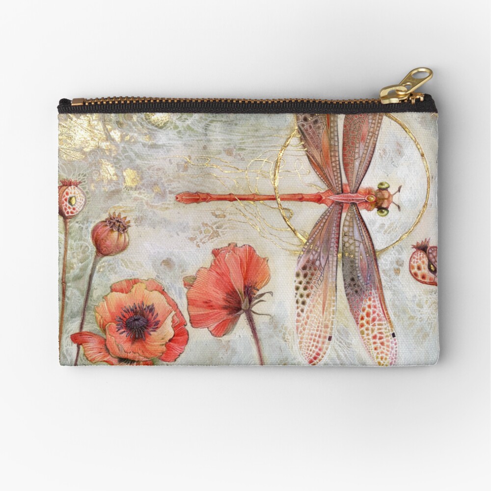 Red Jewel Damselfly Zipper Pouch