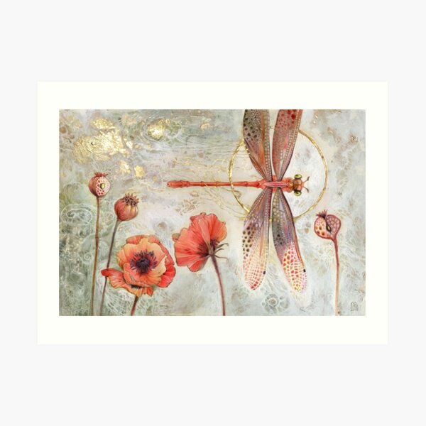 Red Jewel Damselfly Art Print