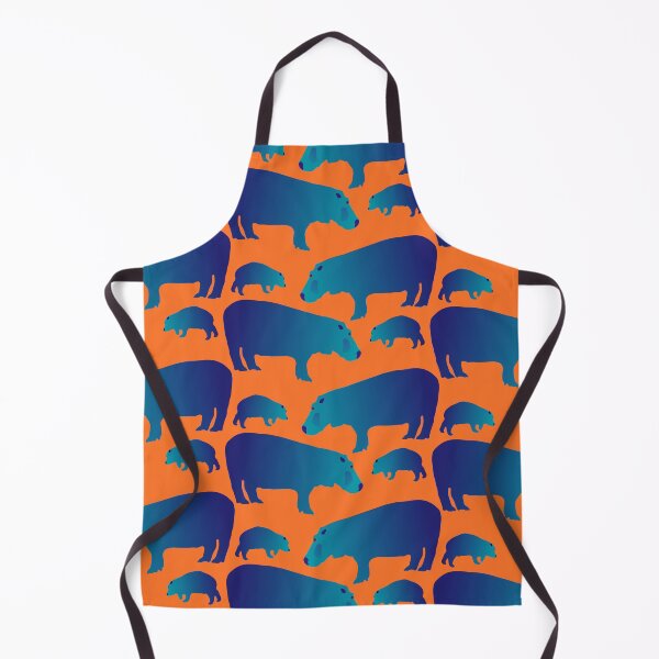 Item preview, Seamless Decorative Hippo Family Pattern (on orange) designed and sold by Davey's Designs.