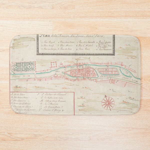 Item preview, Vintage Seine River of Paris France Map (1760) designed and sold by BravuraMedia.