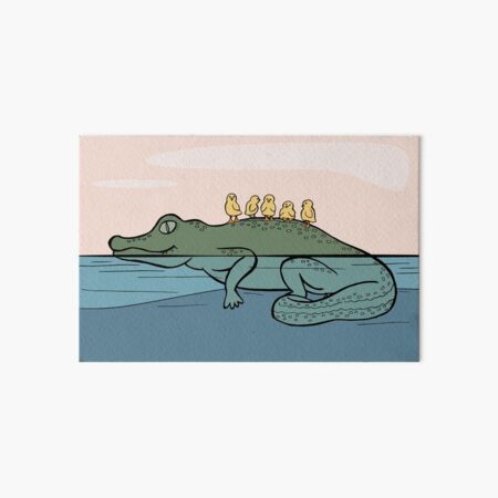 Baby Chicks Hang Out For A While On A Crocodile Art Board Print