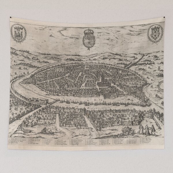 Item preview, Vintage Map of Seville Spain (1588) designed and sold by BravuraMedia.