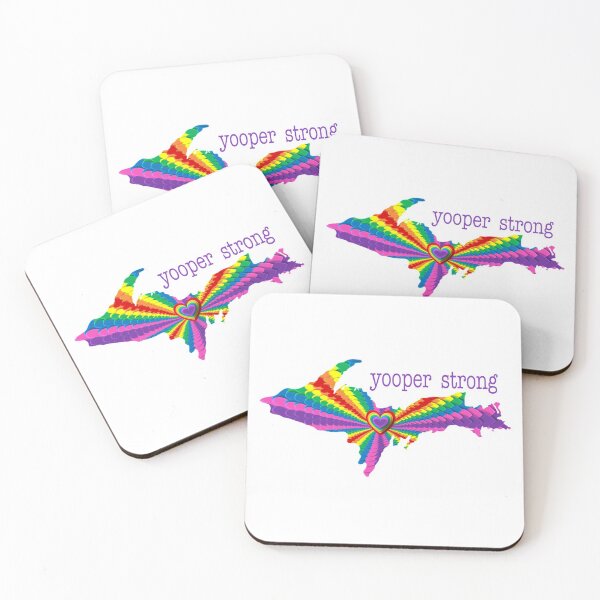 Item preview, UP Upper Peninsula Rainbow Hearts Graphic Yooper Strong 906 designed and sold by Destinations Souvenirs.