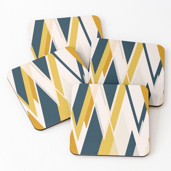 Item preview, Triangular Abstract II in Mustard Yellows, Navy Blue, and Blush Tones. Minimalist Geometric designed and sold by kierkegaard.