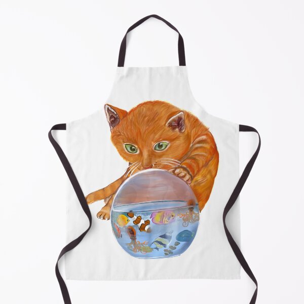 Item preview, Curious kitten with Aquarium Globe - cute ginger cat with Octopus squid and friends tropical Coral reef fish rainbow coloured / colored fish and octopus swimming under the sea designed and sold by Artonmytee.