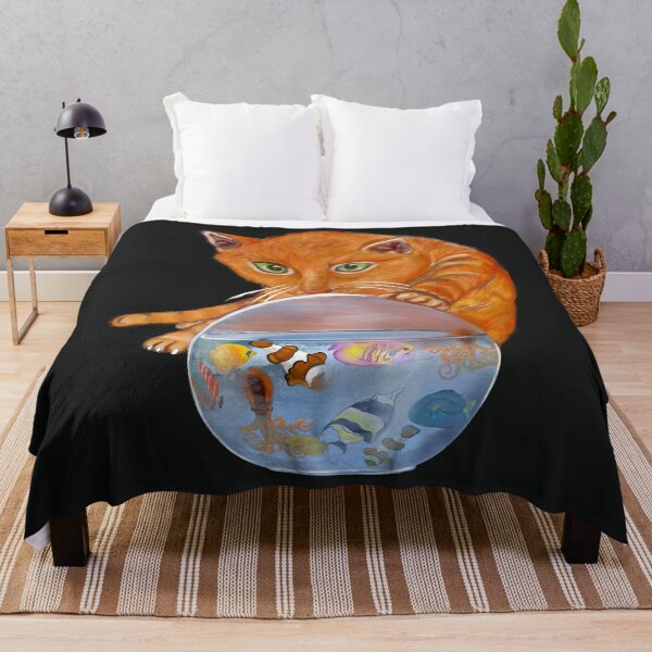 Item preview, Curious kitten with Aquarium Globe - cute ginger cat with Octopus squid and friends tropical Coral reef fish rainbow coloured / colored fish and octopus swimming under the sea designed and sold by Artonmytee.