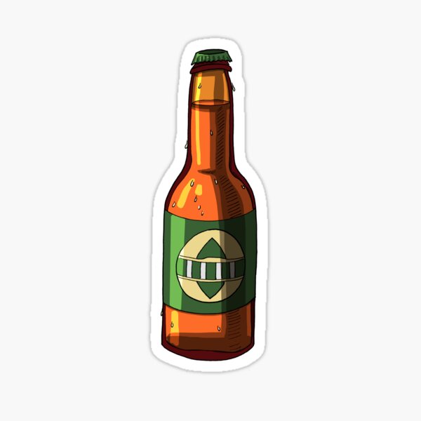 "Beer bottle with green label" Sticker for Sale by CecyLL Redbubble