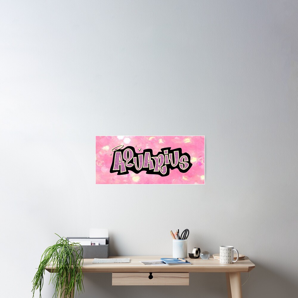 "aquarius bratz style iconic pink glitter font logo cute y2k
