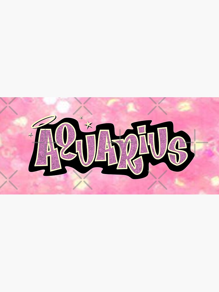 "aquarius bratz style iconic pink glitter font logo cute y2k