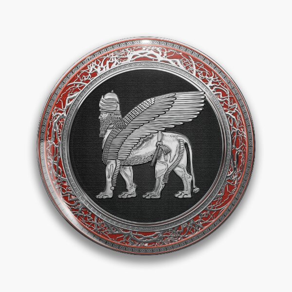 Item preview, Assyrian Winged Lion - Silver Lamassu over Red Velvet designed and sold by Serge Averbukh Art Studio.