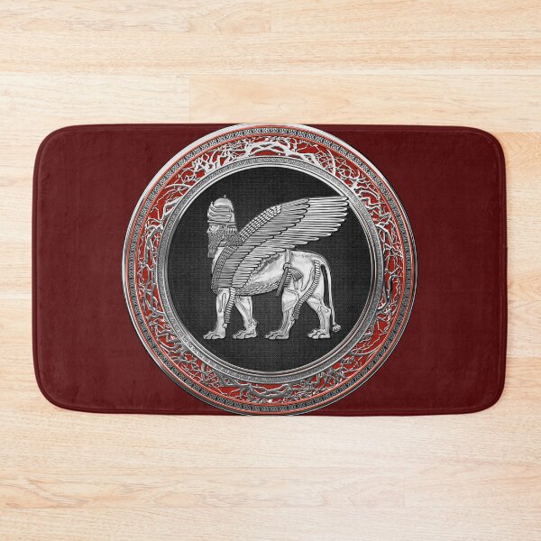 Item preview, Assyrian Winged Lion - Silver Lamassu over Red Velvet designed and sold by Serge Averbukh Art Studio.