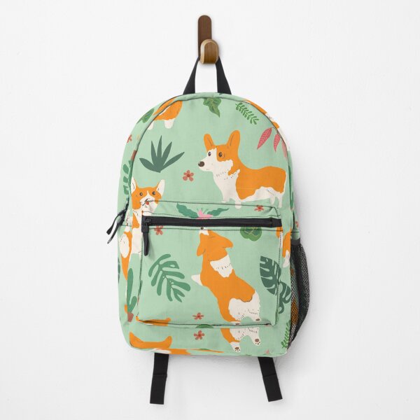 Item preview, Corgi and Tropical leaf pattern designed and sold by graphicmeyou.
