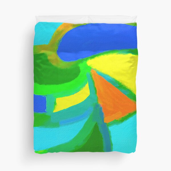 Item preview, Abstract print modern wall art contemporary geometric art mustard yellow, crystal blue, green, orange designed and sold by Kamal Aljahed.