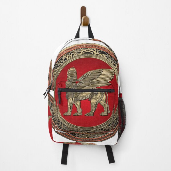 Item preview, Assyrian Winged Lion - Gold Lamassu over White Leather designed and sold by Serge Averbukh Art Studio.