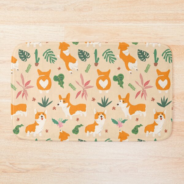 Item preview, Corgi and Tropical leaf pattern designed and sold by graphicmeyou.