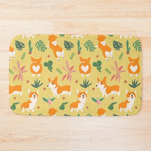 Item preview, Corgi and Tropical leaf pattern designed and sold by graphicmeyou.