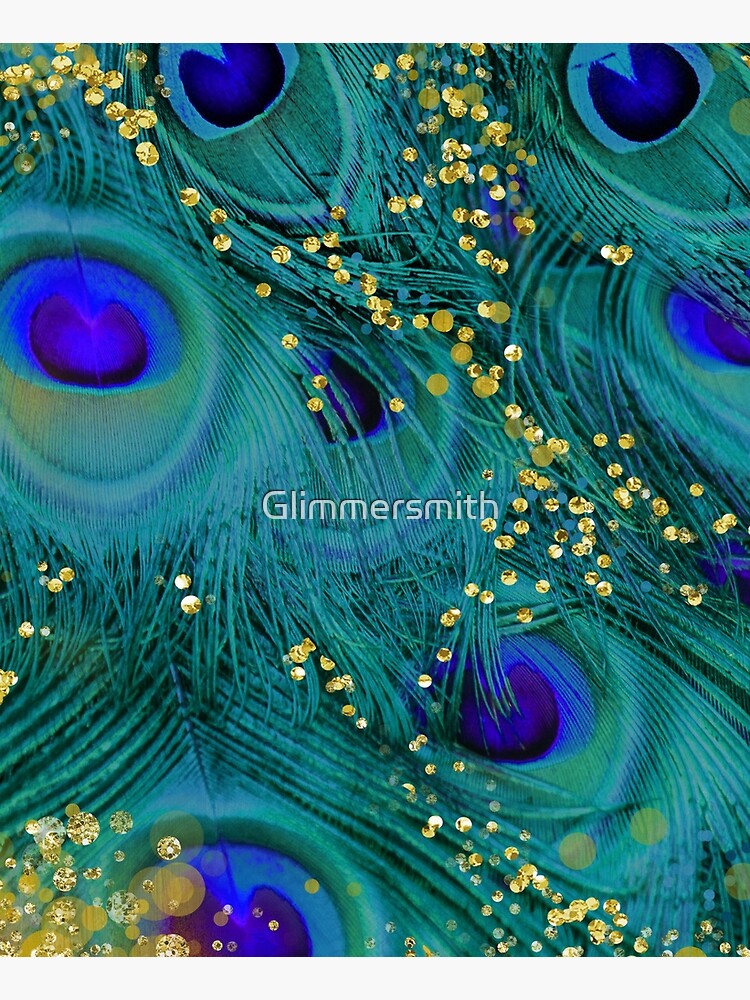 Dreamy peacock feathers, teal and purple, glimmering gold by Glimmersmith