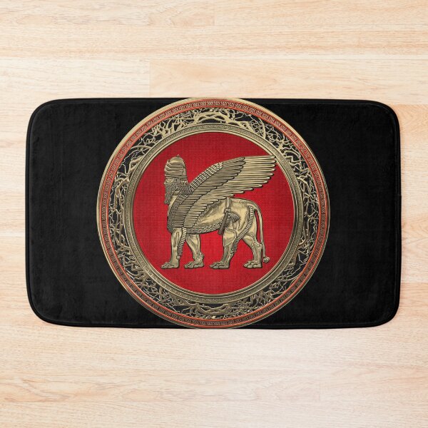 Item preview, Assyrian Winged Lion - Gold Lamassu over Black Velvet designed and sold by Serge Averbukh Art Studio.