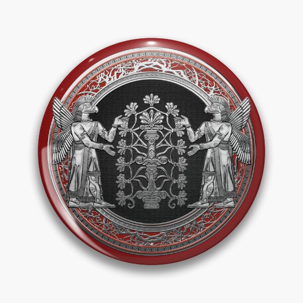 Item preview, Two Instances of Silver God Ninurta with Tree of Life over Red Velvet designed and sold by Serge Averbukh Art Studio.