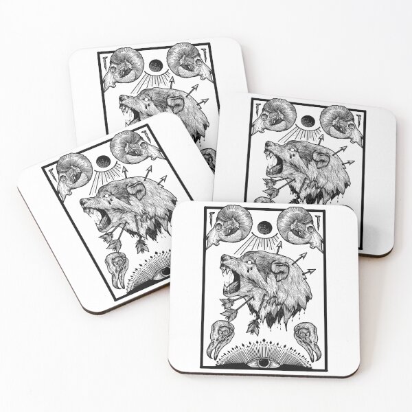 Item preview, tarot card tattoo wolf head and skulls designed and sold by morospx.