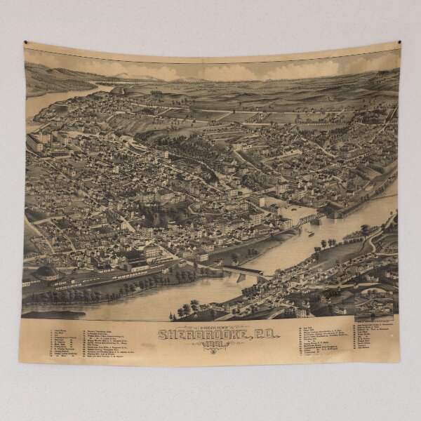 Item preview, Vintage Sherbrooke Queubec Canada Map (1881) designed and sold by BravuraMedia.
