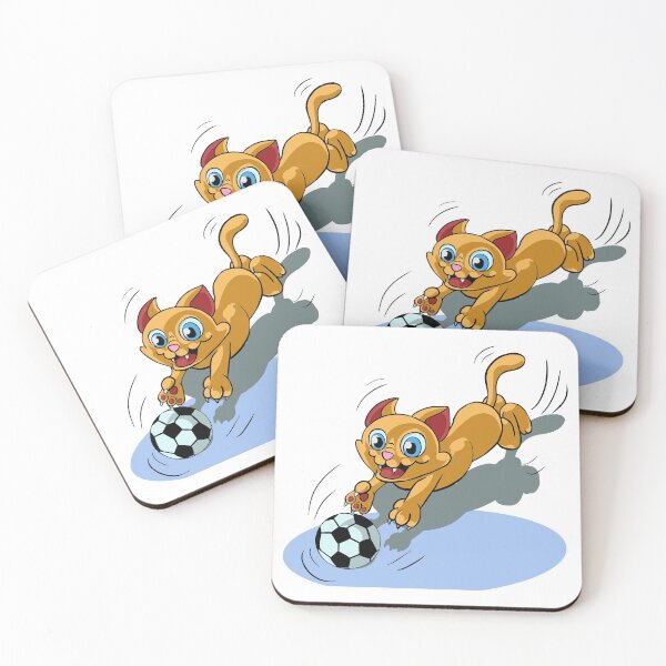 Item preview, Cartoon of a Cat Chasing a Soccer Ball designed and sold by capefox.