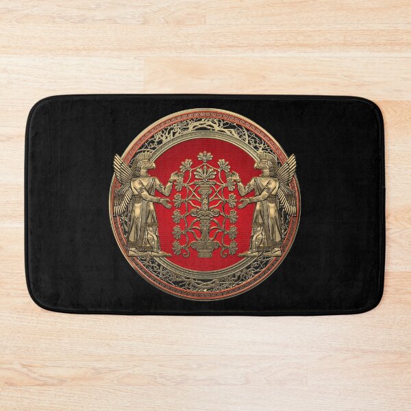 Item preview, Two Instances of Gold God Ninurta with Tree of Life Black Velvet designed and sold by Serge Averbukh Art Studio.