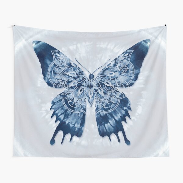 Item preview, Indigo blue boho tie dye batik mandala butterfly designed and sold by Glimmersmith.