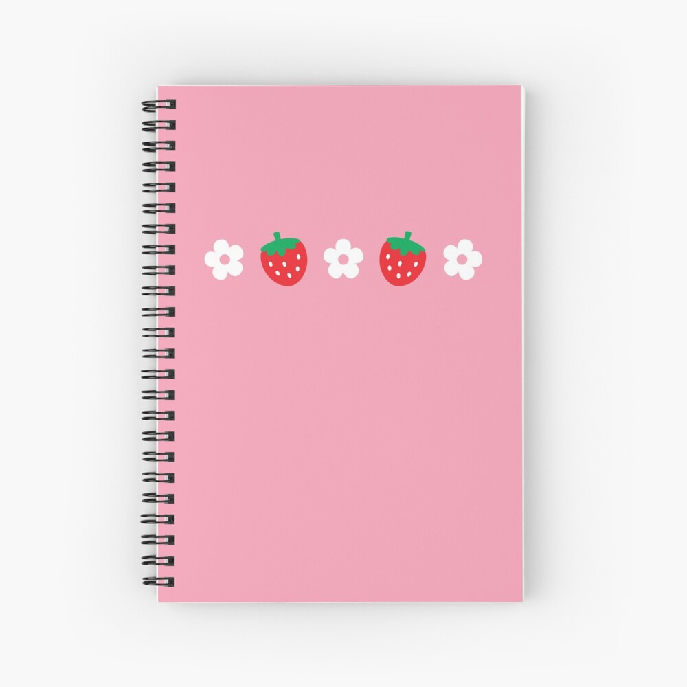 "Strawberry Red Kawaii Cute Strawberries Sakura" Spiral Notebook by