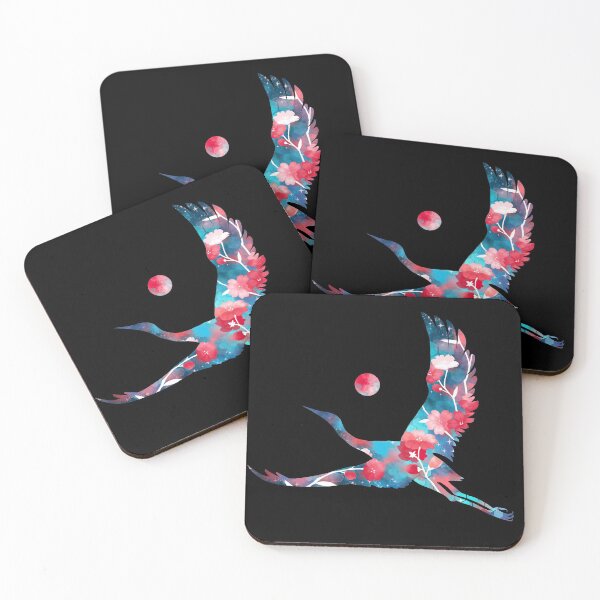 Item preview, Japanese Crane Sakura Aesthetic (on black) designed and sold by arterialmotive.