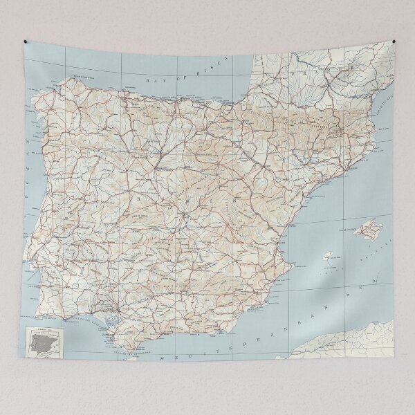 Item preview, Vintage Map of Spain & Portugal (1943) designed and sold by BravuraMedia.