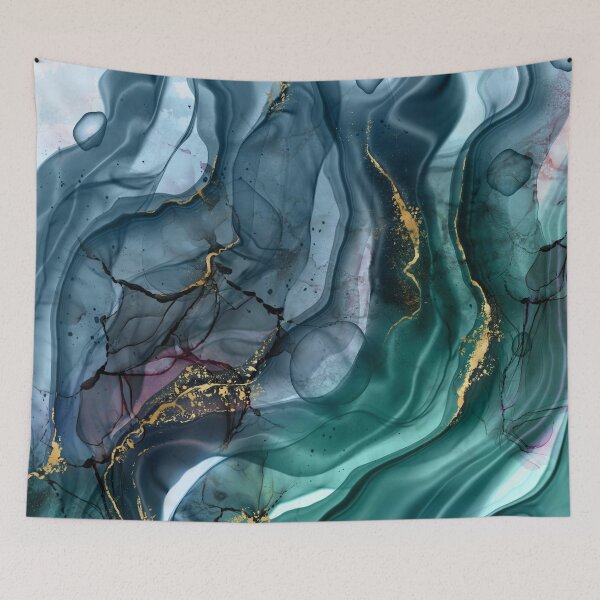 Item preview, Mermaid Ink Splashes in Green with Gold Detail designed and sold by WisdomInspired.