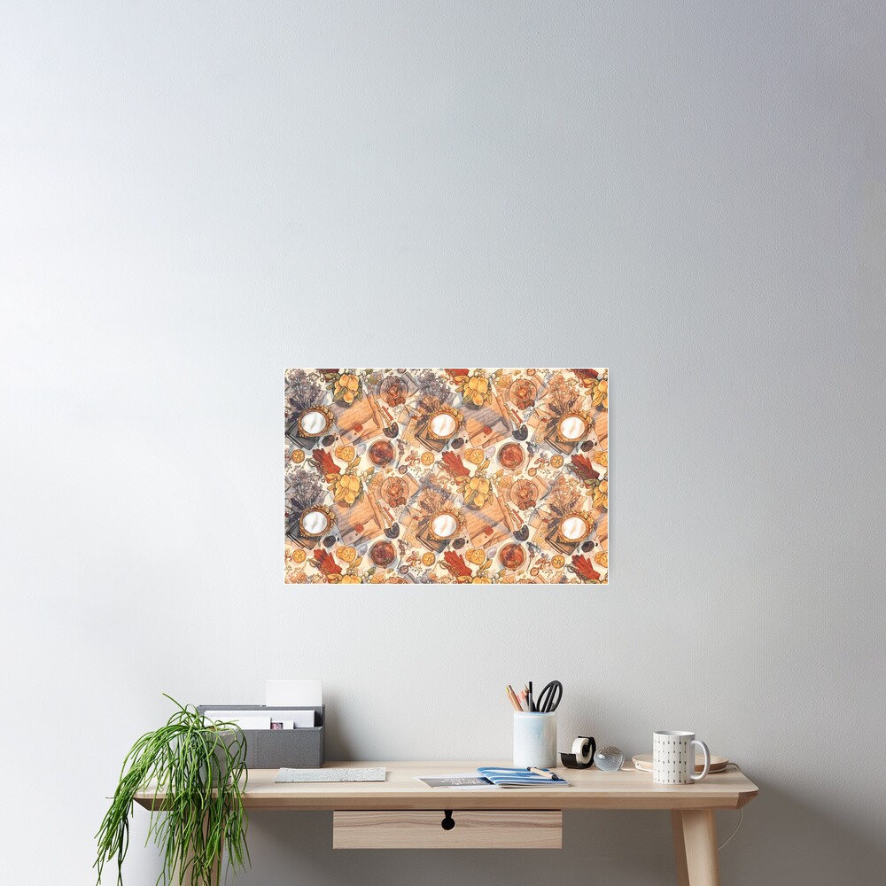 Messy Vintage Desk Pattern Poster