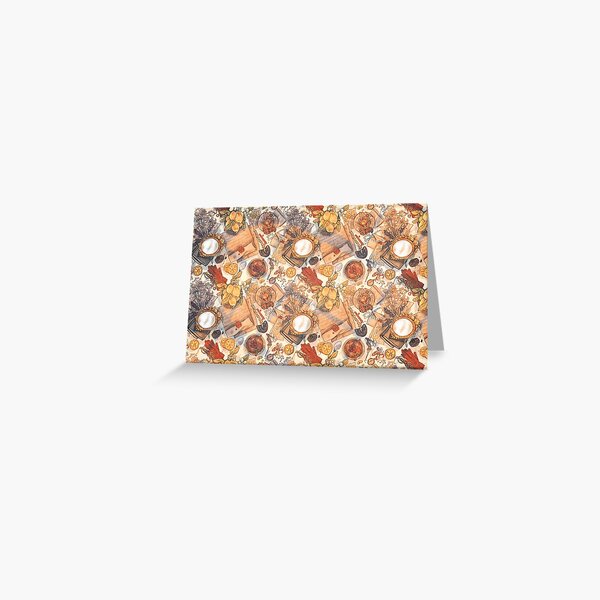 Messy Vintage Desk Pattern Greeting Card