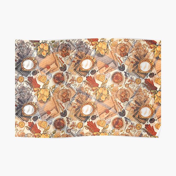 Messy Vintage Desk Pattern Poster