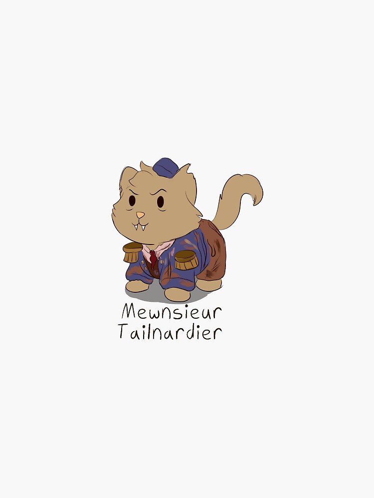 Thumbnail 3 von 3, Sticker, Monsieur Thenardier Katze Wortspiel designt und verkauft von MellowArtStuff.