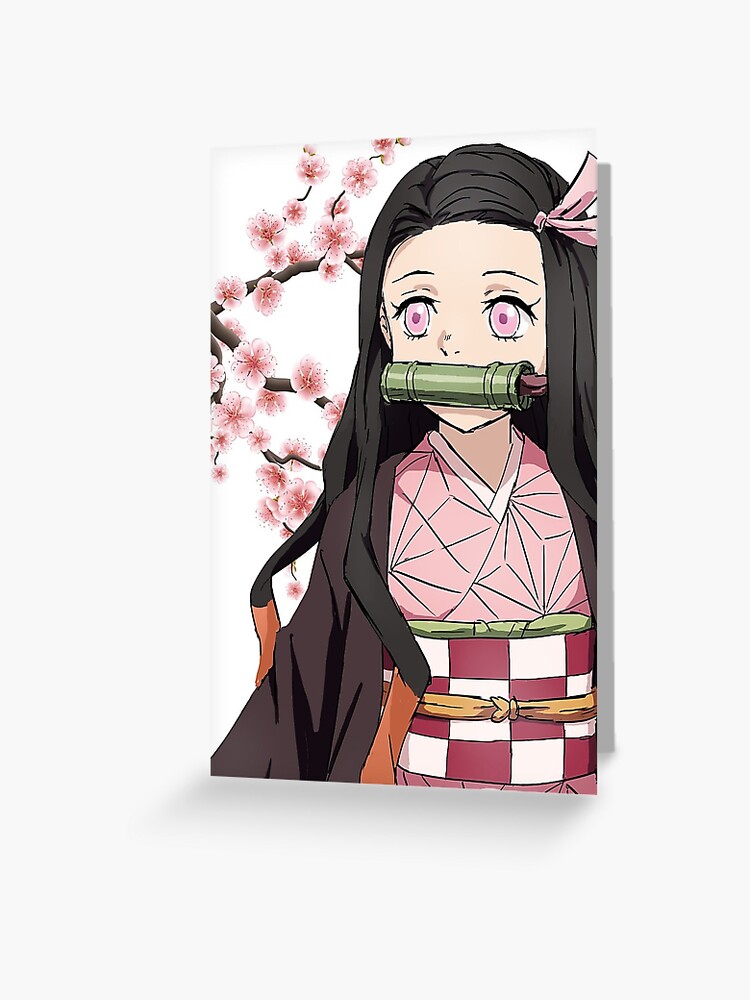 Nezuko Kamado Demon Slayer Greeting Card By Kawaiicrossing Redbubble