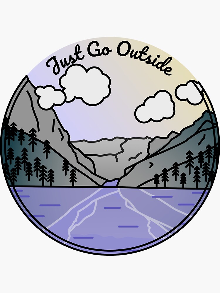 Thumbnail 3 of 3, Sticker, Just Go Outside - Monoline Landscape designed and sold by JTatum95.