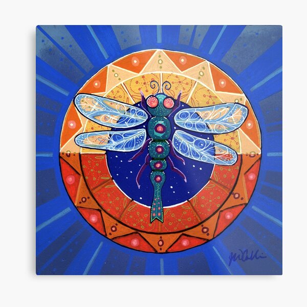 Dragonfly Compass Metal Print