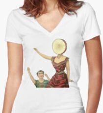 Camiseta entallada de cuello en V Hotel de leche neutra