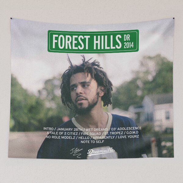 Artikelvorschau, J Cole – Forest Hills Drive 2014 | Tracklist-Poster entworfen und verkauft von karanwashere.