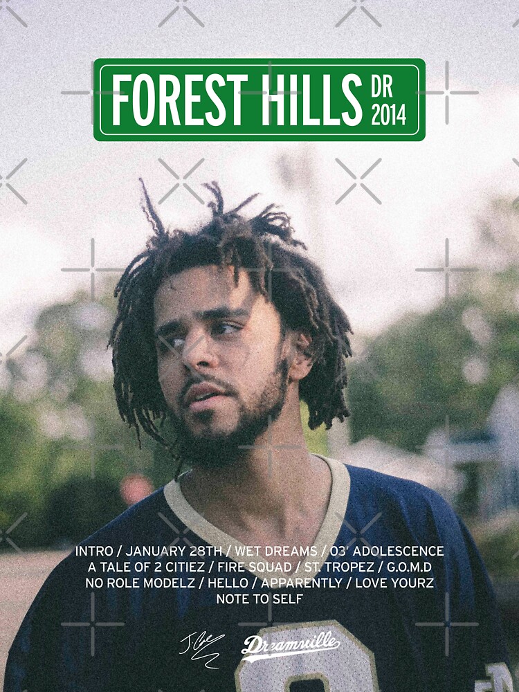 "J Cole – 2014 Forest Hills Drive | Tracklist Poster" Sticker By ...