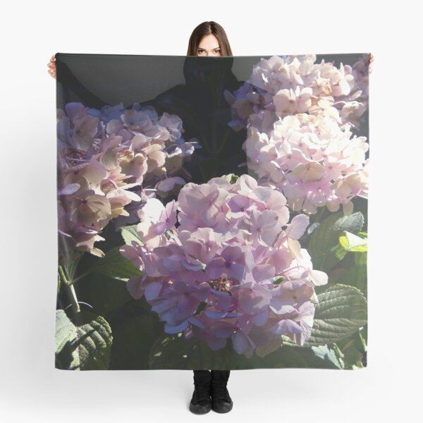 HYDRANGEA IN GLORIOUS PINK BLUE PURPLE WITH A SPOT OF SUNSHINE Scarf